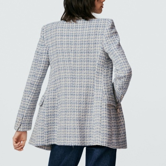 ZARA TEXTURED PLAID BLAZER DOUBLE BREASTED - Picture 6 of 10